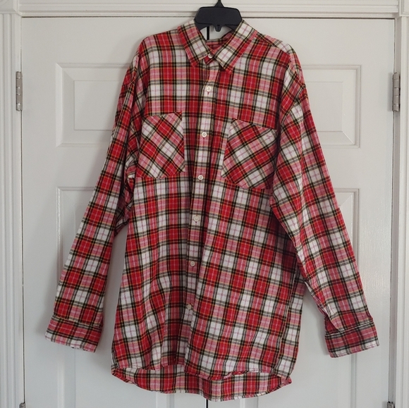 Carhartt Button Down Shirt Red Black white Long Sleeve Plaid Casual Mens Large - Picture 1 of 6